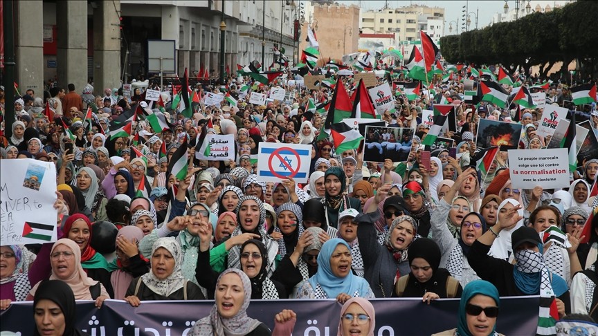 Thousands of Moroccans Rally Against the Displacement, Starvation of the Palestinian People
