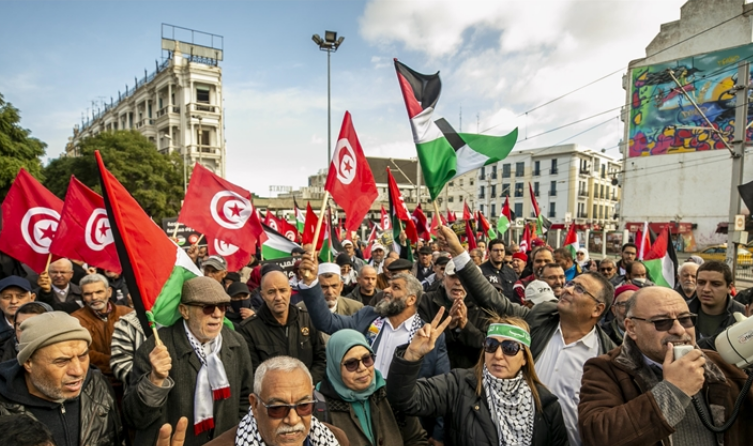 Demonstration in Tunisia Demanding an End to the Crimes of Extermination in Gaza