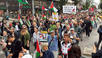 مظاهرة في ستوكهولم تندد بالمجازر الصهيونية في قطاع غزة