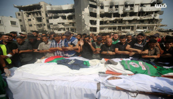 تشييع جثامين 6 شهداء صحفيين بمدينة غزة