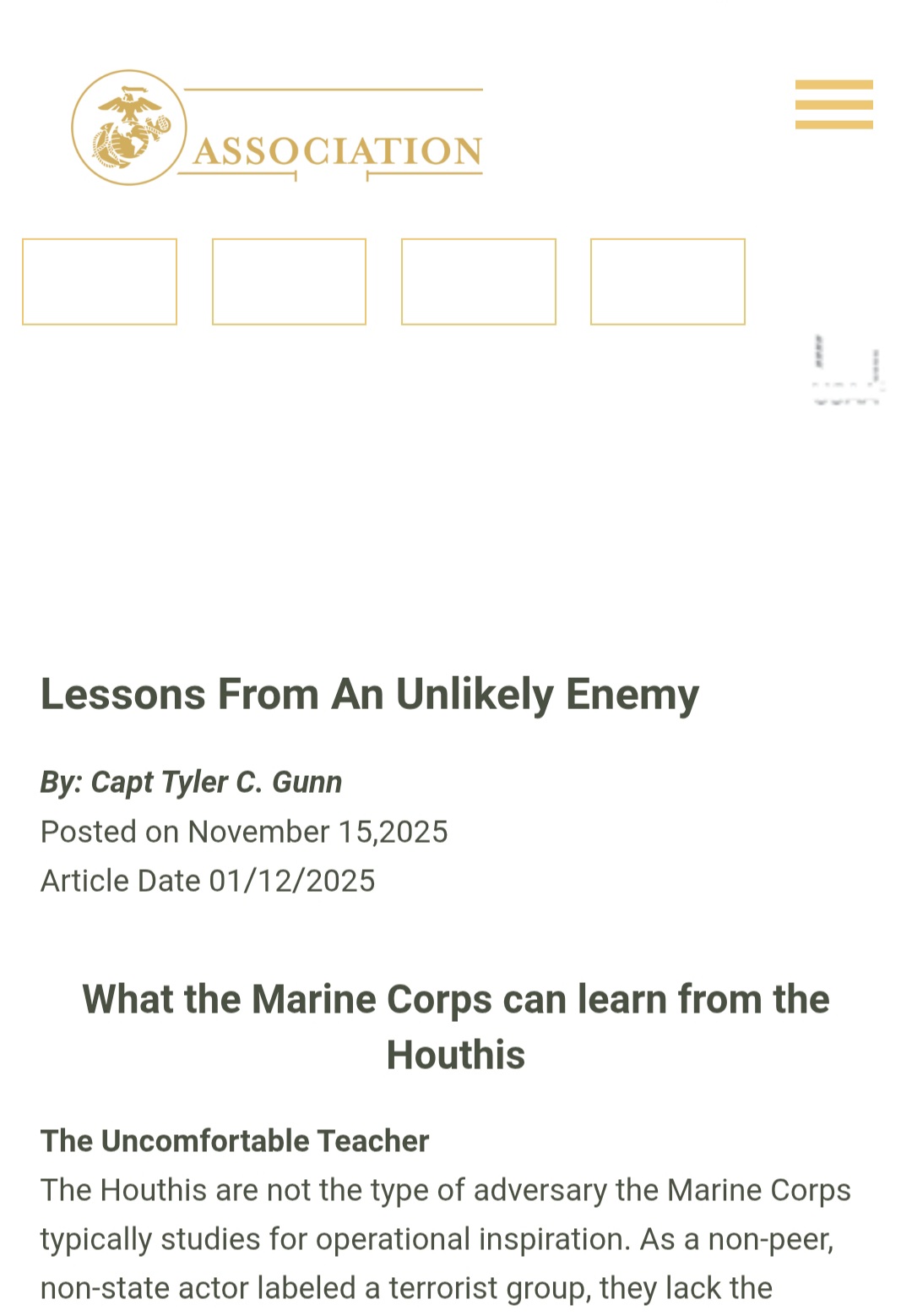 ‏رابطة مشاة البحرية الأمريكية: اليمنيون يشكلون أخطر مدرسة قتالية في الحرب البحرية الحديثة وعلينا أن نتعلم منهم